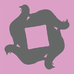 ceramic vector design with dark colored bird motifs on a pink background