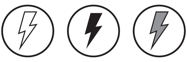 thunder bolt flash icon, flash lightning bolt icon - Electric power icon symbol - Power energy icon sign in filled, thin, line, outline and stroke style for apps and website