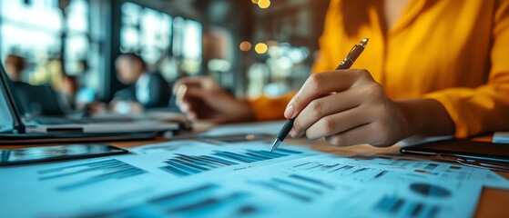 Investment consultation with Asian advisor, presenting financial plan to clients, modern office, advisory services