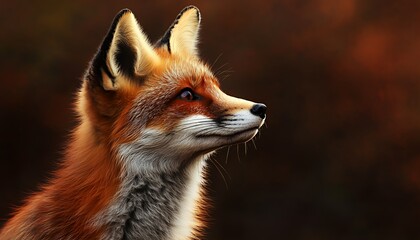 A close-up portrait of a fox with a soft, warm background highlighting its features.