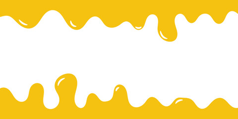 flowing melted caramel on white background. honey illustration. colorful wavy liquid corner. melting slime design element. abstract honey dripping pattern. dripping orange paint. melting cheese.