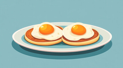 Fried eggs on toast create delightful and appetizing scene, evoking sense of comfort and satisfaction.