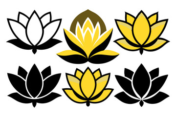 Stylish Monochrome Lotus Flower Illustration with Detailed Petals