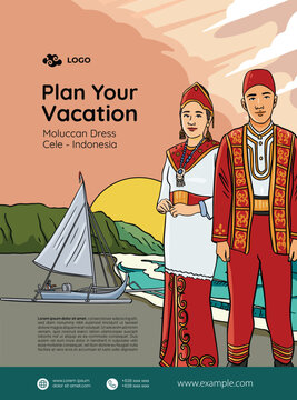 Maluku Illustration idea for tourism poster layout