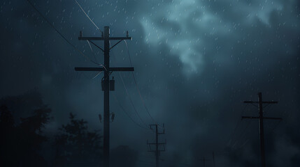 Naklejka premium thunderstorm clouds over a line of power poles