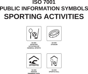 set of iso 7001 sporting activities symbols on white background