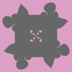 ceramic vector design with dark colored decorative fish motifs on a pink background