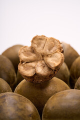 Traditional Chinese medicinal herb monk fruit, white background