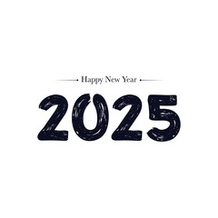 Happy new year 2025 banner black and white background vector, 2025 happy new year.