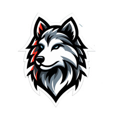 Game style wolf logo template illustration. Wolf head mascot esports symbol