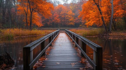 Obraz premium wooden bridge in autumn