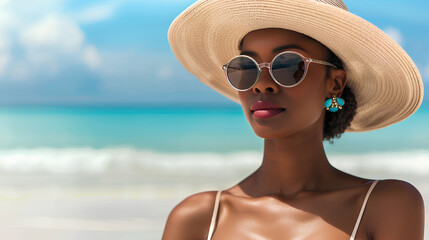 Fototapeta premium beautiful woman on holiday at the beach