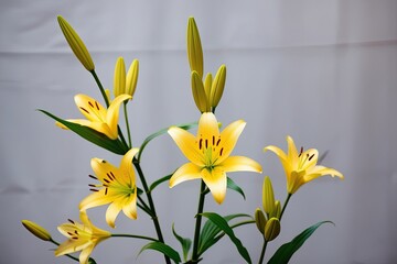 Obraz premium Vibrant Yellow Lily Flower on Minimalist Background