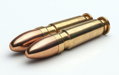 Fototapeta premium Shiny Bullet Cartridges: Displayed on a Clean White Background