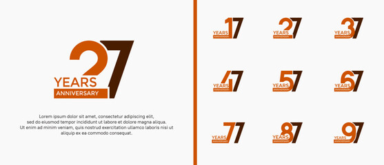 anniversary logo style set with brown color can be use for celebration moment