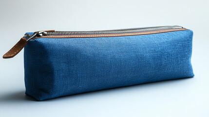Stylish blue pencil case with a sleek design, perfect for organizing writing tools and accessories for school or office use.
