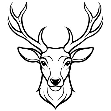 recommend clip art: deer head silhouette vector line art