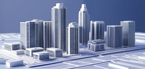 Obraz premium Three dimensional render of a model of a city