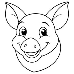 happy pig head vector illustration