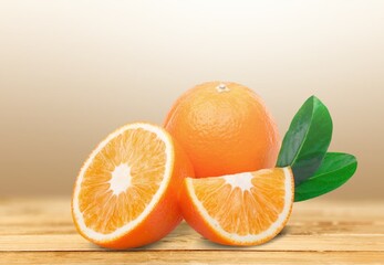Tasty fresh ripe Orange fruit and juice