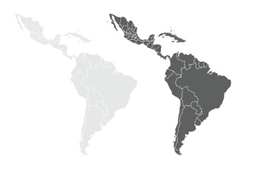 Map of Latin America.set of maps.Argentina, Bolivia, Brazil, Chile, Colombia, Costa Rica, Cuba, Dominican Republic, Ecuador, El Salvador, Guatemala, Honduras, Mexico, Nicaragua, Panama, Paraguay,Peru.