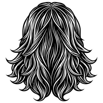 recommend clip art: back view of loose long hair wig silhouette 