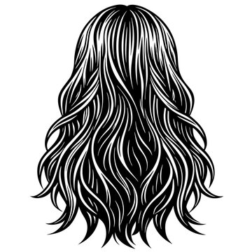 recommend clip art: back view of loose long hair wig silhouette 