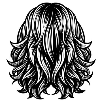 recommend clip art: back view of loose long hair wig silhouette 