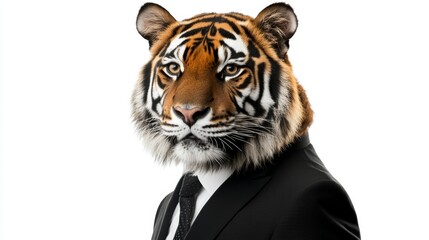 Obraz premium Tiger in Suit Business Animal Wild Corporate Powerful Success