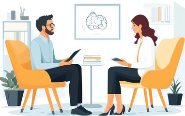 Psychologist providing mental therapy to anxiety patient, mental health care concept, professional guidance and support