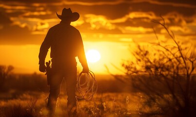 Fototapeta premium rodeo cowboy silhouette. 