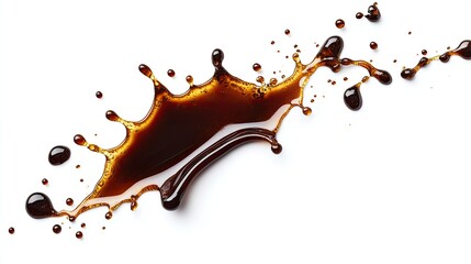 Coffee Splash with Droplets on White Background