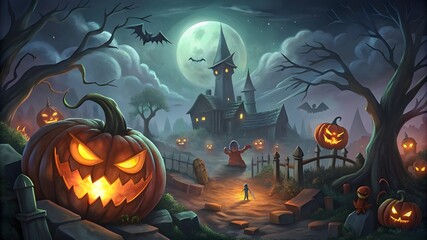 Free Photo A low poly haunted house with ghosts  generated ai 