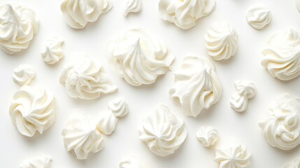 Whipped Cream Swirls on White Background