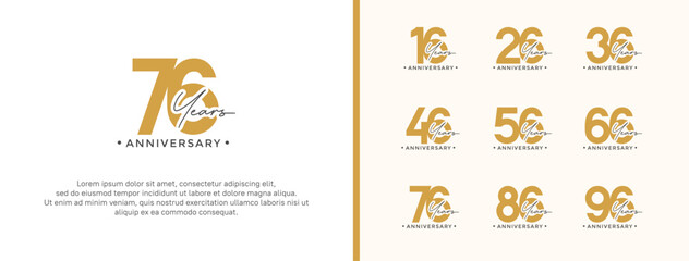 anniversary logo style set with brown color can be use for celebration moment