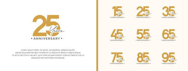 anniversary logo style set with brown color can be use for celebration moment