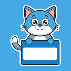 Cute sticker with cute cat vector