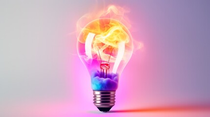 Old classic lamp with bright rainbow colors inside. Neural network ai generated art