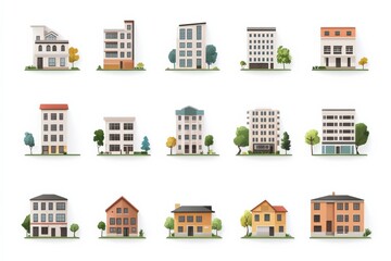 Real estate development set icons 