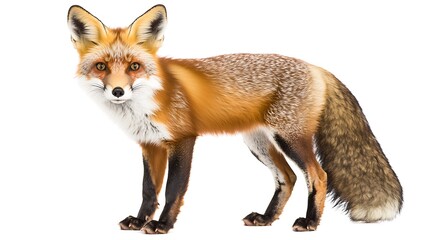 Fototapeta premium Red Fox Standing on White Background