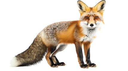 Obraz premium A Curious Red Fox Standing on a White Background