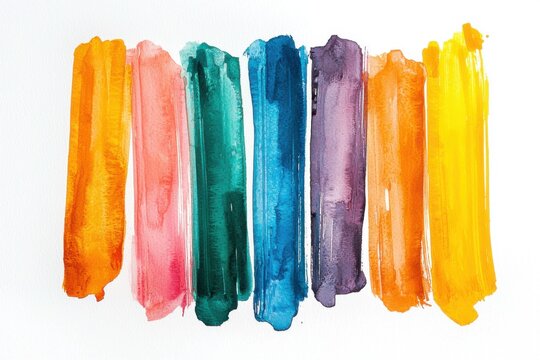 Abstract Watercolor Stripes in Vibrant Colors.