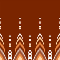 Ethnic ikat seamless pattern traditional Design for background, carpet, wallpaper, clothing, wrapping, Batik, fabric, Vector illustration. embroidery style. On dark red background