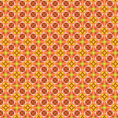 Autumn colors geometric floral mosaic, kaleidoscope pattern Abstract geometrical flowers tiles