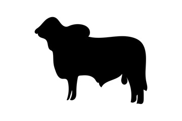 Cow graphic icon. Cow black silhouette isolated on white background. 