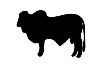 Cow graphic icon. Cow black silhouette isolated on white background. 