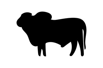 Cow graphic icon. Cow black silhouette isolated on white background. 