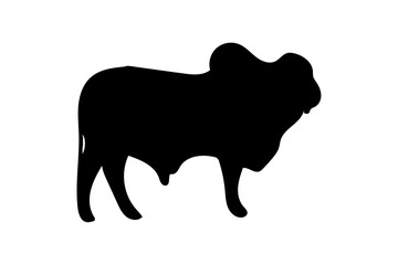 Cow graphic icon. Cow black silhouette isolated on white background. 