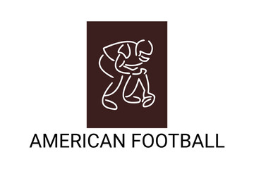 American football sport vector line icon. American football player. sport pictogram, vector illustration.