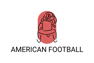 American football sport vector line icon. American football player. sport pictogram, vector illustration.